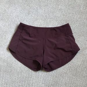 Lululemon speed up burgundy shorts